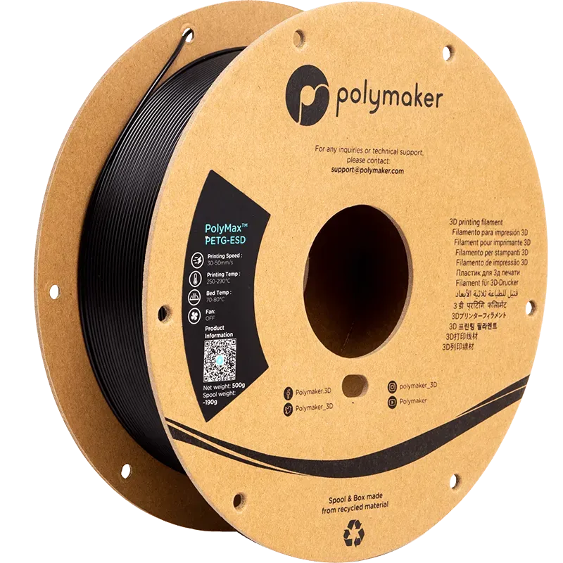 POLYMAKER POLYMAX PETG-ESD BLACK - 3Digital | Droni e Stampanti 3D