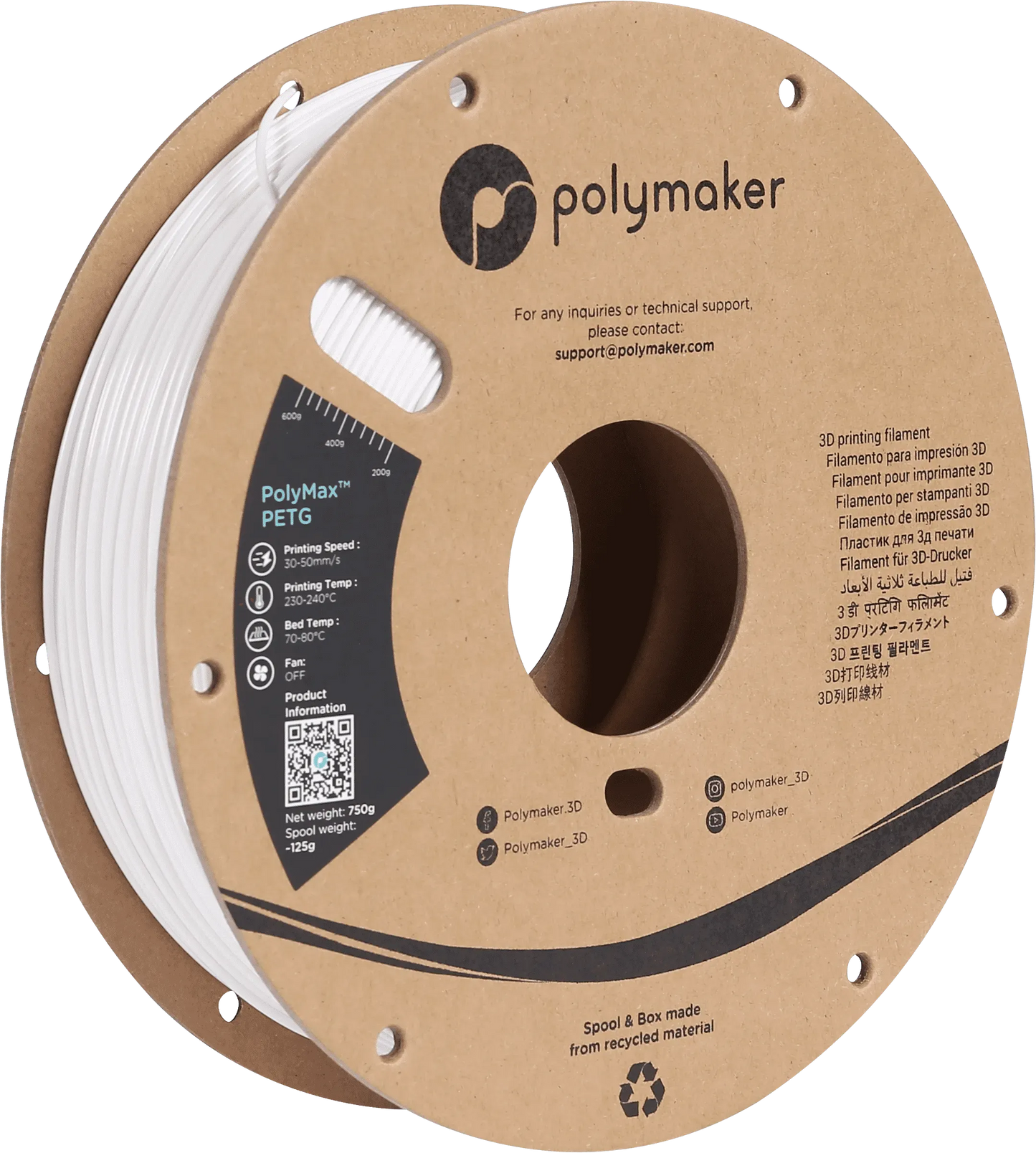 POLYMAKER POLYMAX TOUGH PETG 1.75/750g - 3Digital | Droni e Stampanti 3D