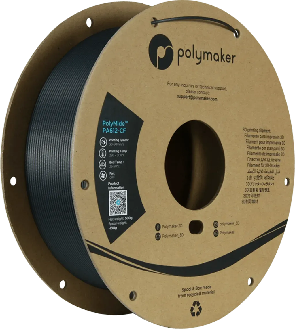 POLYMAKER POLYMIDE™ PA612-CF BLACK 1.75mm/500g - 3Digital | Droni e Stampanti 3D