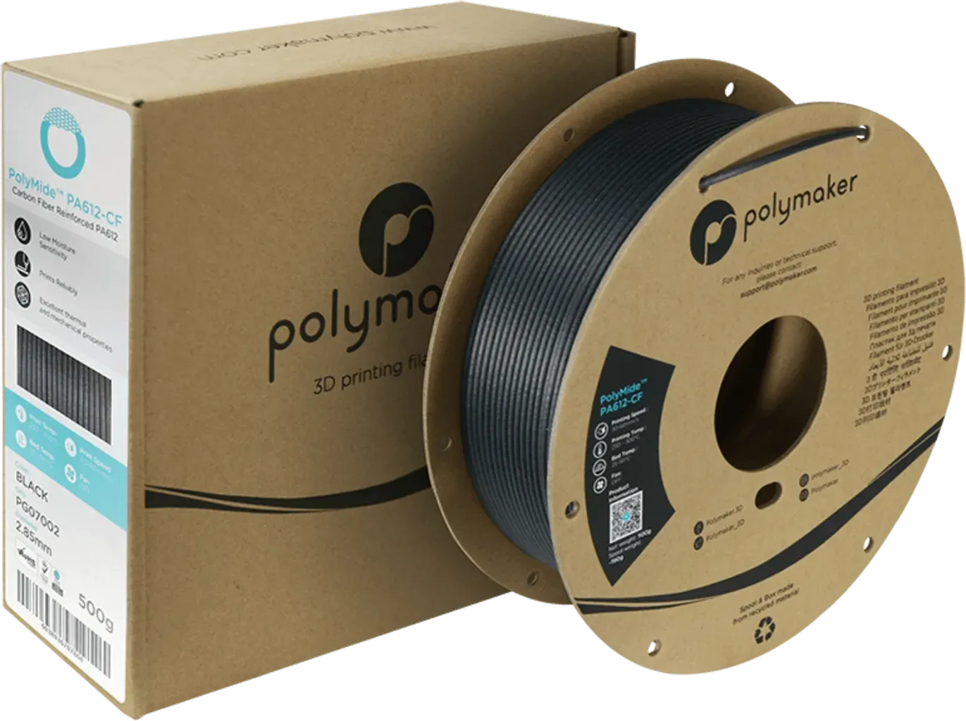 POLYMAKER POLYMIDE™ PA612-CF BLACK 1.75mm/500g - 3Digital | Droni e Stampanti 3D