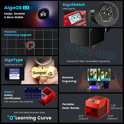 AlgoLaser Pixi Smart Laser Engraver with Enclosure 1.5W 1064nm Infrared