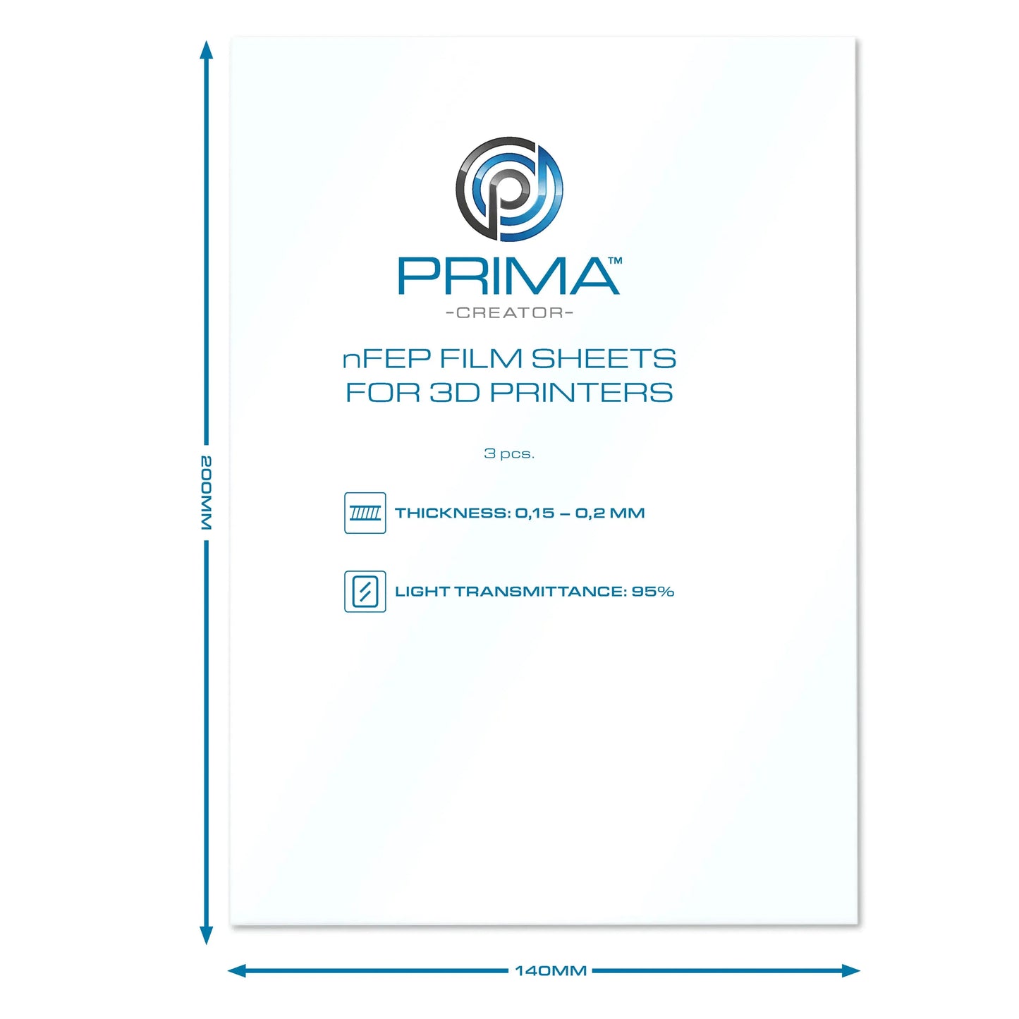 PRIMACREATOR NFEP FILM SHEETS FOR 3D PRINTERS - 140 X 200 MM - 3-PACK - 3Digital | Droni e Stampanti 3D