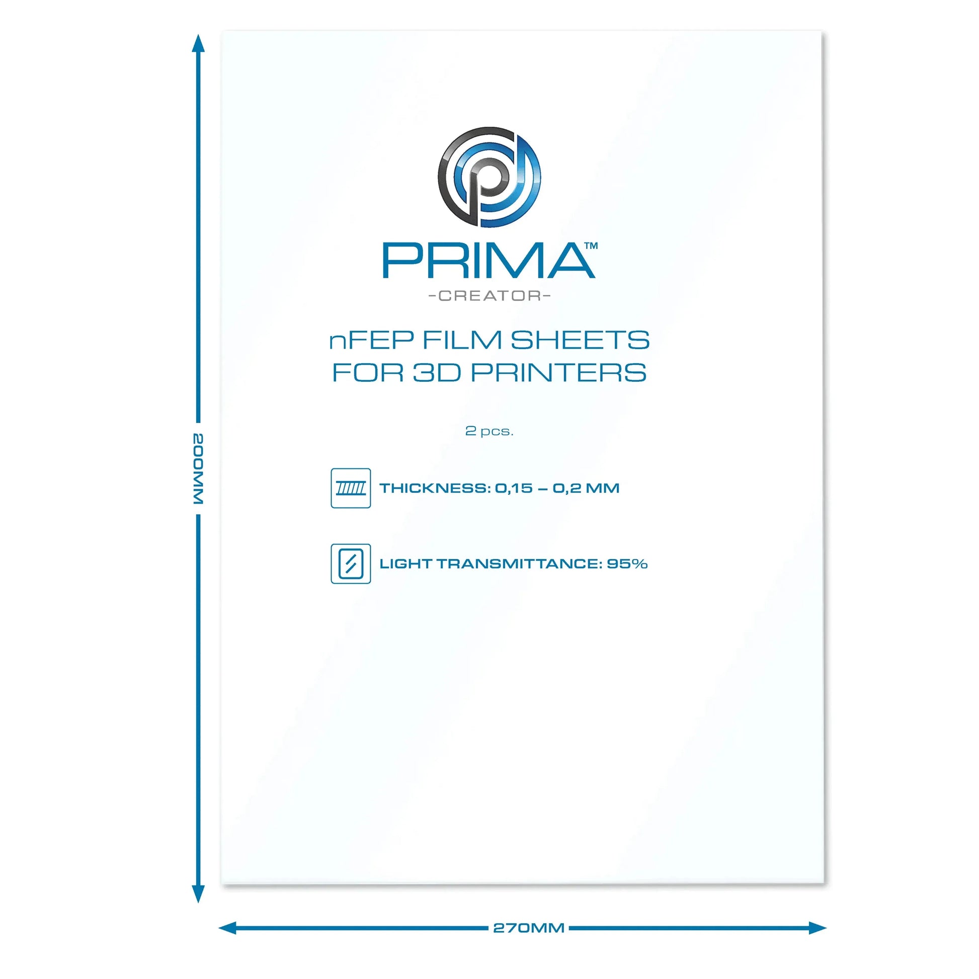 PRIMACREATOR NFEP FILM SHEETS FOR 3D PRINTERS - 200 X 270 MM - 2-PACK - 3Digital | Droni e Stampanti 3D