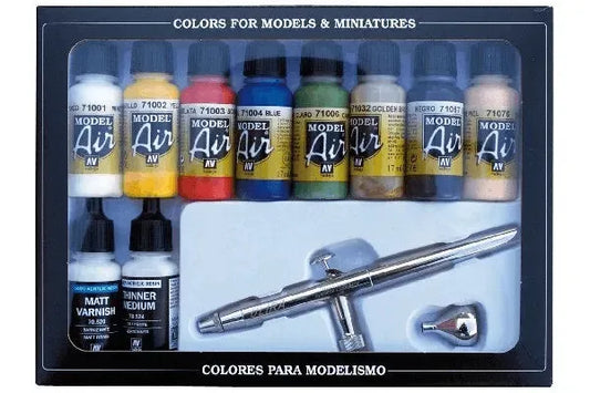 VALLEJO AIRBRUSH SET WITH BASICS COLORS 10X17ML - 3Digital | Droni e Stampanti 3D