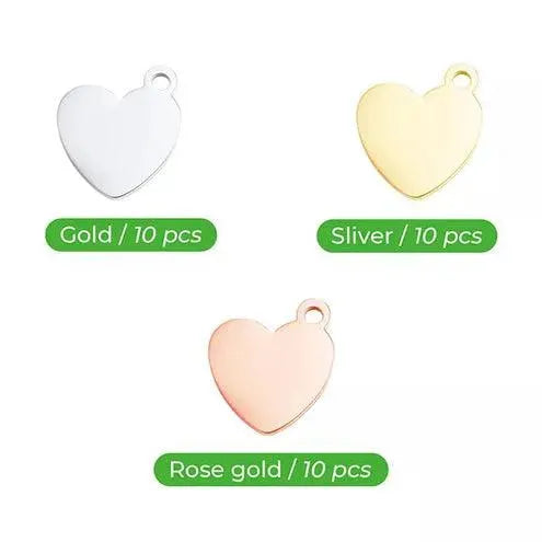 XTOOL HEART-SHAPED PENDANT - GOLD, SILVER, & ROSE GOLD - 30PCS - 3Digital | Droni e Stampanti 3D